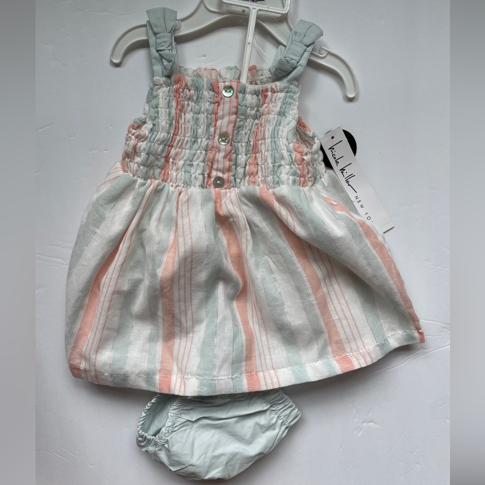 Baby girl striped dress with diaper cover